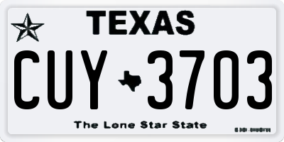 TX license plate CUY3703