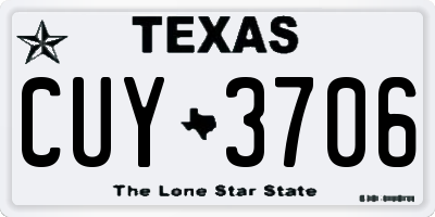 TX license plate CUY3706