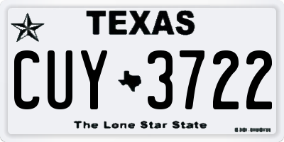 TX license plate CUY3722