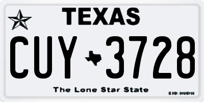 TX license plate CUY3728