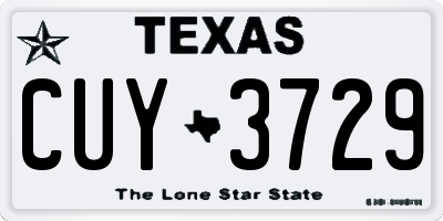 TX license plate CUY3729