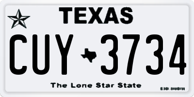 TX license plate CUY3734