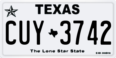 TX license plate CUY3742