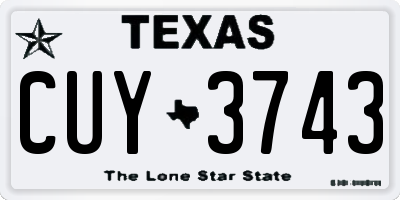 TX license plate CUY3743
