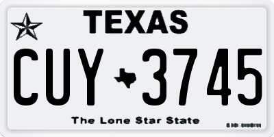 TX license plate CUY3745