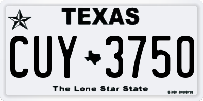 TX license plate CUY3750