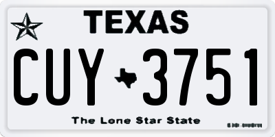 TX license plate CUY3751