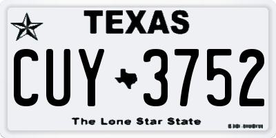 TX license plate CUY3752