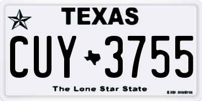 TX license plate CUY3755