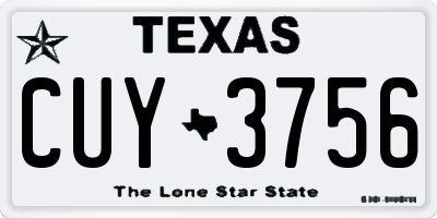 TX license plate CUY3756