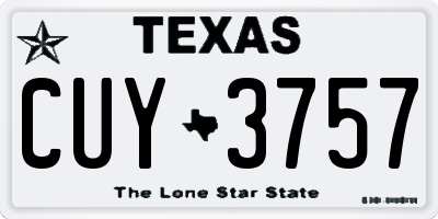 TX license plate CUY3757