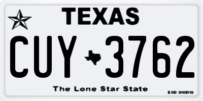 TX license plate CUY3762