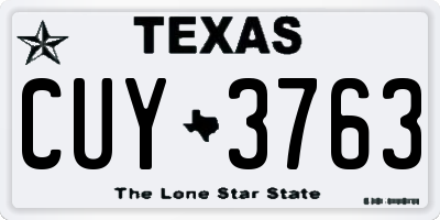 TX license plate CUY3763