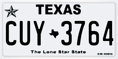 TX license plate CUY3764
