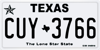 TX license plate CUY3766