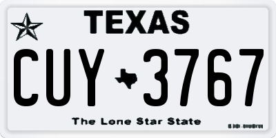 TX license plate CUY3767
