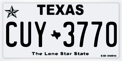 TX license plate CUY3770