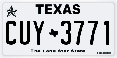 TX license plate CUY3771