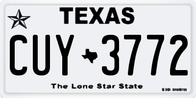 TX license plate CUY3772