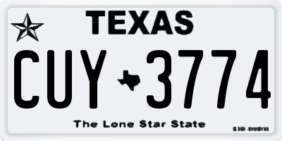 TX license plate CUY3774