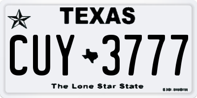 TX license plate CUY3777