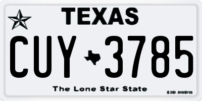 TX license plate CUY3785