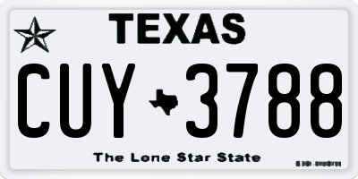 TX license plate CUY3788