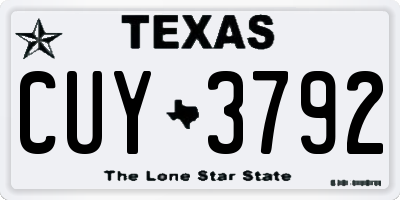 TX license plate CUY3792