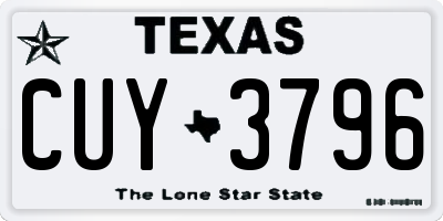 TX license plate CUY3796