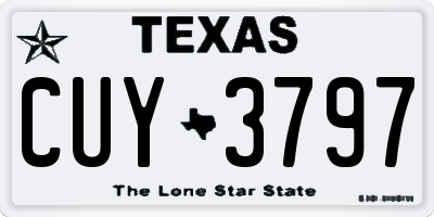 TX license plate CUY3797