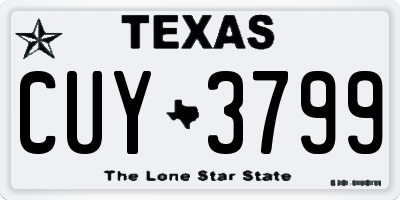 TX license plate CUY3799