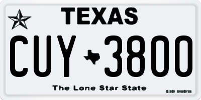 TX license plate CUY3800