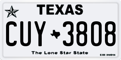 TX license plate CUY3808