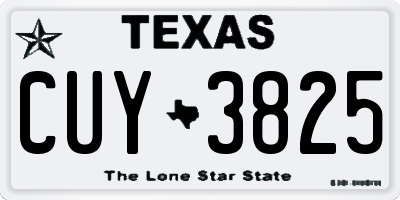 TX license plate CUY3825