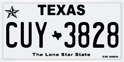 TX license plate CUY3828