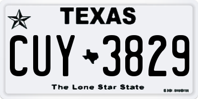 TX license plate CUY3829