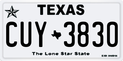 TX license plate CUY3830