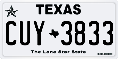 TX license plate CUY3833