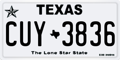 TX license plate CUY3836