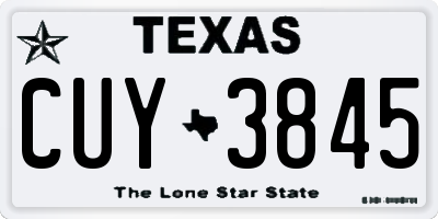 TX license plate CUY3845