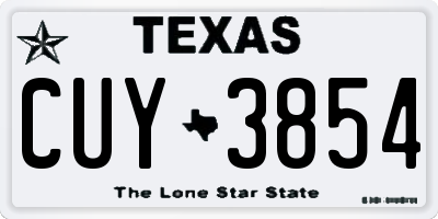 TX license plate CUY3854