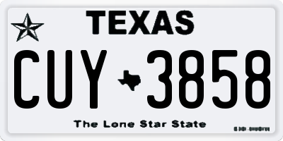TX license plate CUY3858