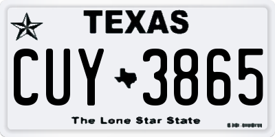 TX license plate CUY3865