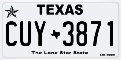 TX license plate CUY3871