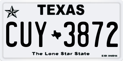 TX license plate CUY3872