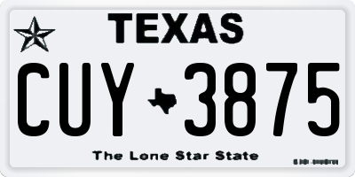 TX license plate CUY3875