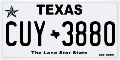 TX license plate CUY3880