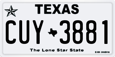 TX license plate CUY3881