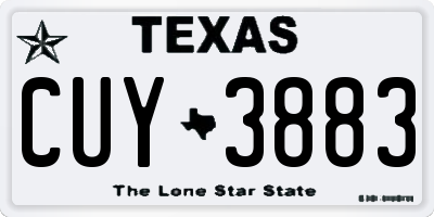 TX license plate CUY3883