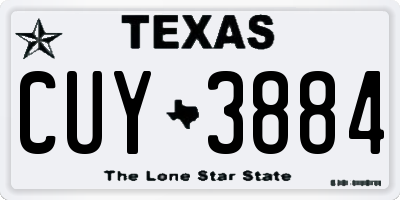 TX license plate CUY3884